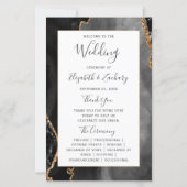 Papier Budget Black Gold Agate Wedding Program (Devant)