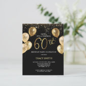 Papier BUDGET Black Gold Balloons 60e Anniversaire surpri (Debout devant)