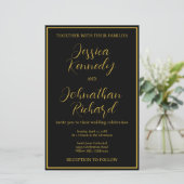 Papier Budget Black Gold Calligraphy Photo Wedding Invita (Debout devant)