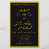 Papier Budget Black Gold Calligraphy Photo Wedding Invita (Devant)