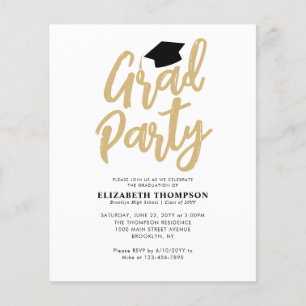 Papier Budget Black Gold Casquette Graduation GRAD PARTY