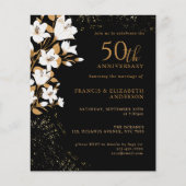 Papier Budget Black Gold Floral 50e anniversaire Mariage (Devant)