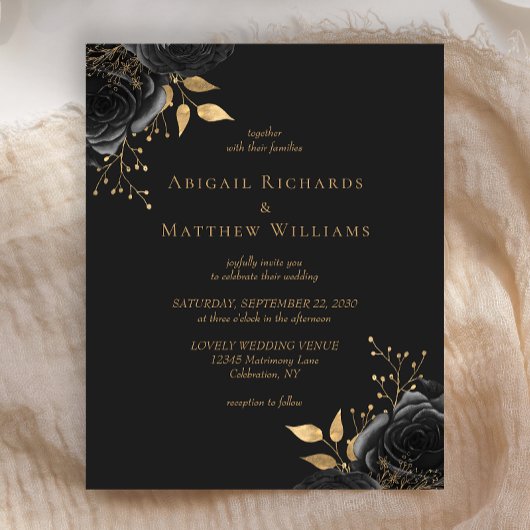 Papier Budget Black Gold Floral Dark Mariage