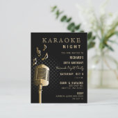 Papier Budget Black Gold Karaoke Night Party Invitation (Debout devant)