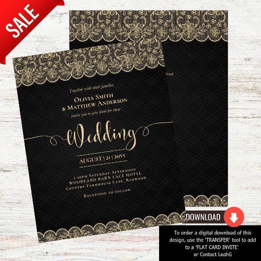 Papier BUDGET Black Gold Lace Élégante Mariage