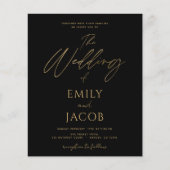 Papier Budget Black Gold Mariage Invitation moderne (Devant)