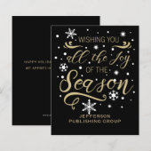 Papier Budget Black Gold Modern Business holiday Card (Devant / Derrière)