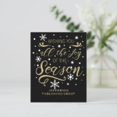 Papier Budget Black Gold Modern Business holiday Card (Debout devant)