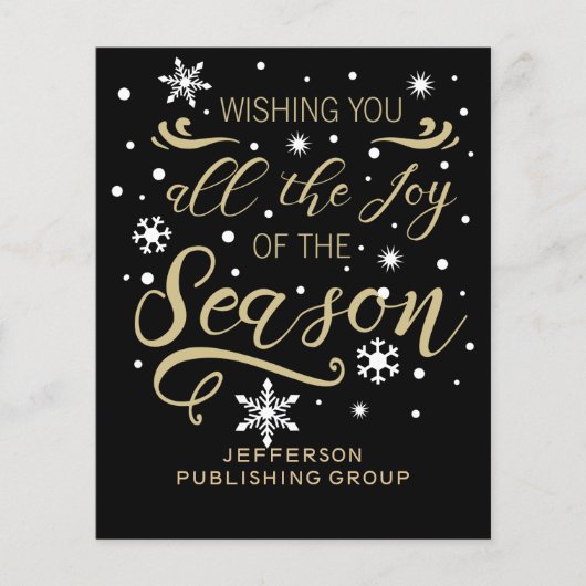 Papier Budget Black Gold Modern Business holiday Card (Devant)