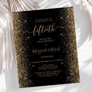 Papier Budget Black Gold Parties scintillant 50e annivers