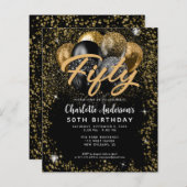 Papier Budget Black Gold Parties scintillant Balloon N'im (Devant / Derrière)