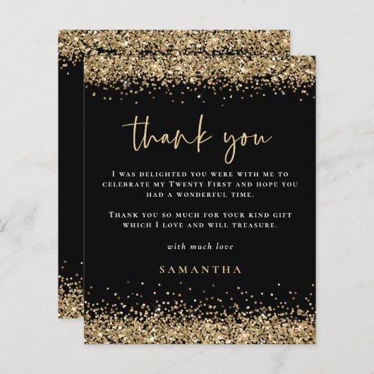 Papier Budget Black Gold Parties scintillant Vingt et pre (Devant / Derrière)