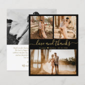 Papier Budget Black Gold Photo Collage Mariage Merci (Devant / Derrière)