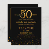 Papier Budget Black & Gold Photo Invitation du 50e annive (Devant / Derrière)
