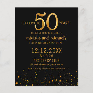 Papier Budget Black & Gold Photo Invitation du 50e annive