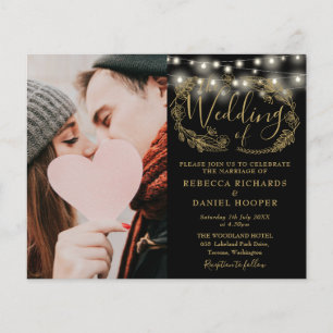 Papier Budget Black Gold Photo Mariage Détails Invitation
