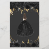 Papier Budget Black Gold Princess SWEET 16 Invitation (Dos)
