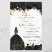 Papier Budget Black Gold Princess SWEET 16 Invitation (Devant)