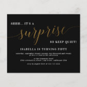 Papier Budget Black & Gold Script Surprise fête d'anniver (Devant)