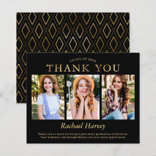 Papier Budget Black Gold Trois Photos Remerciements de Di
