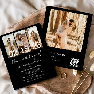 Papier Budget Black Le Mariage de Photo Code QR