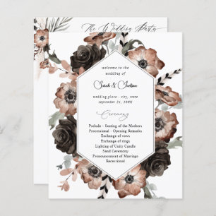 Papier Budget Black & Natural Floral Boho Wedding Program