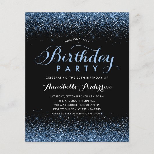 Papier Budget Black Navy Blue Parties scintillant N'impor (Devant)