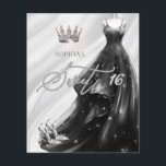 Papier Budget Black Parties scintillant robe douce 16 Inv<br><div class="desc">Budget Silver Black Parties scintillant Étincelle Robe Princesse Sweet 16 Invitation</div>