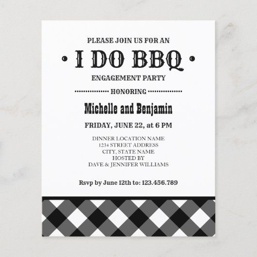 Papier BUDGET Black Plaid I DO BBQ Engagement Party (Devant)