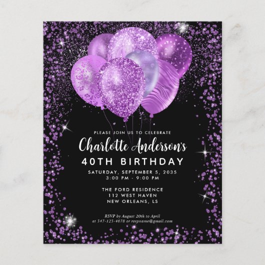 Papier Budget Black Purple Glam Parties scintillant Ballo (Devant)