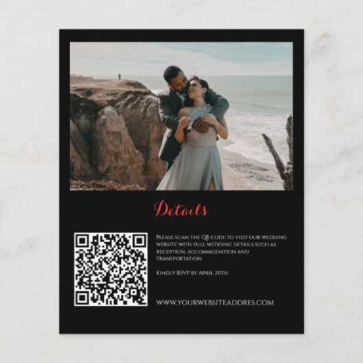 Papier Budget Black&Red gothique QR code Mariage Inviter (Dos)