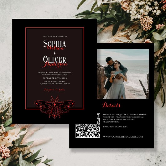 Papier Budget Black&Red gothique QR code Mariage Inviter