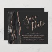 Papier Budget Black Rose Gold Agate Mariage Enregistrer l (Devant / Derrière)