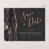 Papier Budget Black Rose Gold Agate Mariage Save the Date (Devant)