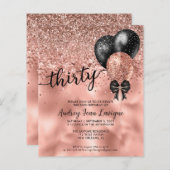 Papier Budget Black Rose Gold Balloon Bow 30e anniversair (Devant / Derrière)