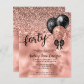 Papier Budget Black Rose Gold Balloon Bow 40e anniversair (Devant / Derrière)