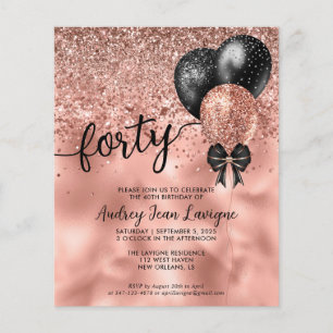 Papier Budget Black Rose Gold Balloon Bow 40e anniversair