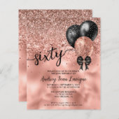 Papier Budget Black Rose Gold Balloon Bow 60e anniversair (Devant / Derrière)
