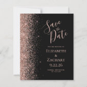 Papier Budget Black Rose Gold Enregistrer la date (Devant)