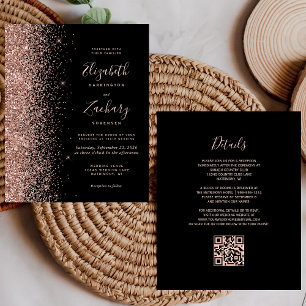 Papier Budget Black Rose Or Rose Gold Glitter QR Code Mar