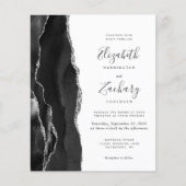 Papier Budget Black Silver Agate QR Code Mariage Invitati (Devant)