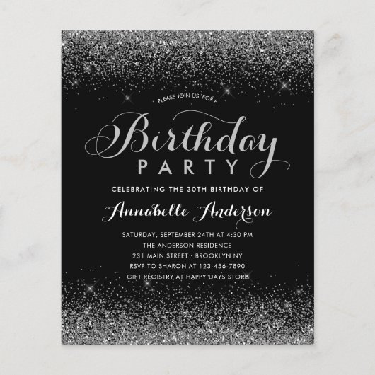 Papier Budget Black Silver Grey Parties scintillant N'imp (Devant)