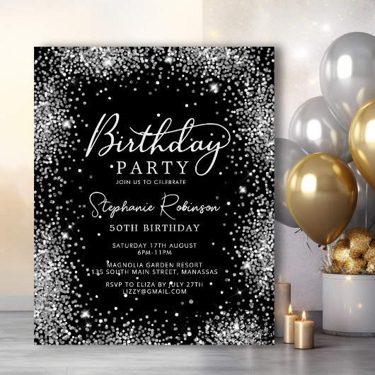 Papier Budget Black Silver Parties scintillant 50e annive