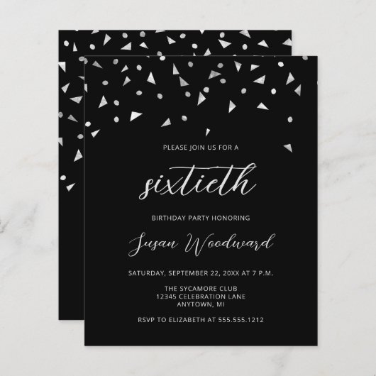 Papier Budget Black Silver Script 60e anniversaire Invita (Devant / Derrière)