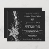 Papier Budget Black Silver Snowflakes invitations de mari (Devant / Derrière)