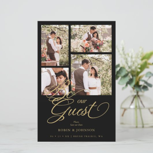 Papier Budget Black Trendy Collage 4 Photos Luxury Script (Debout devant)