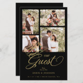 Papier Budget Black Trendy Collage 4 Photos Luxury Script (Devant / Derrière)