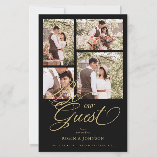 Papier Budget Black Trendy Collage 4 Photos Luxury Script (Devant)