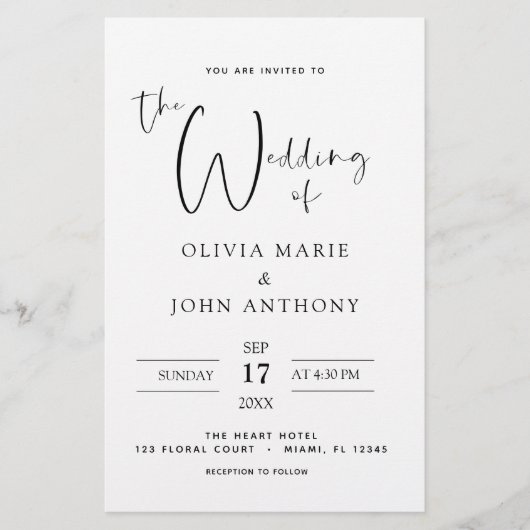 Papier Budget Black White Mariage Typographie moderne (Devant)