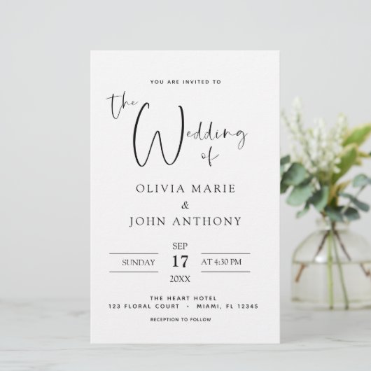 Papier Budget Black White Mariage Typographie moderne (Debout devant)